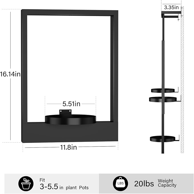 Wall Planters for Indoor Plants Wall Plant Holder Frame Plant Wall Hanger Window Plant Hanger for Livingroom Entryway (2)