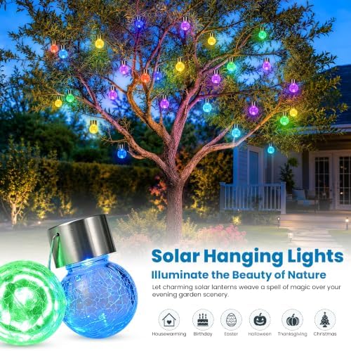SOLPEX Solar Hanging Lanterns Solar Christmas Lights Outdoor Ornaments 8 Pc - Image 2