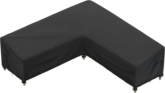 iBirdie Outdoor Sectional Cover fit 120 x 120 inch, 118 x 118, 119 x 119, 116 x 116 L-Shaped Patio Sofa Waterproof Weatherproof 600D Heavy Duty Garden Furniture Cover for Outside L Shape Couch