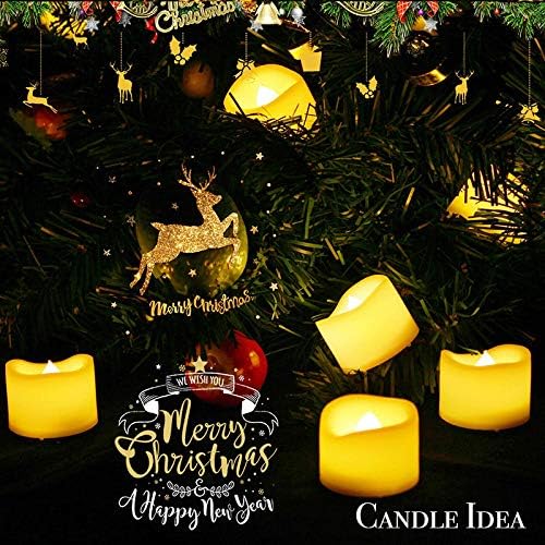 24 PCS LED Flameless Flickering Tea Lights Votive Candle Battery Operated/Electric Flicker LED Tealight Bulk Fake Candles for Halloween Christmas Wedding Party Decorations (Warm White) - Image 3
