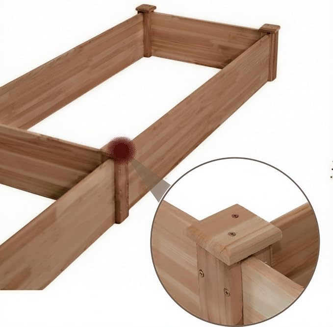 8×2ft Wooden Horticulture Raised Garden Bed Divisible Elevated Planting Planter Box for Flowers/Vegetables/Herbs in Backyard/Patio Outdoor, Acorn Brown, 96 x 24 x 9in