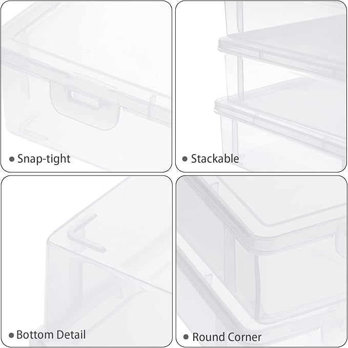 BTSKY Clear Plastic Storage Box with Flap Lid, Multipurpose Craft Organizers and Storage Box Art Supply Storage Organizer Plastic Sewing Box for Beads Pencils Notebooks, 6 Pack Small