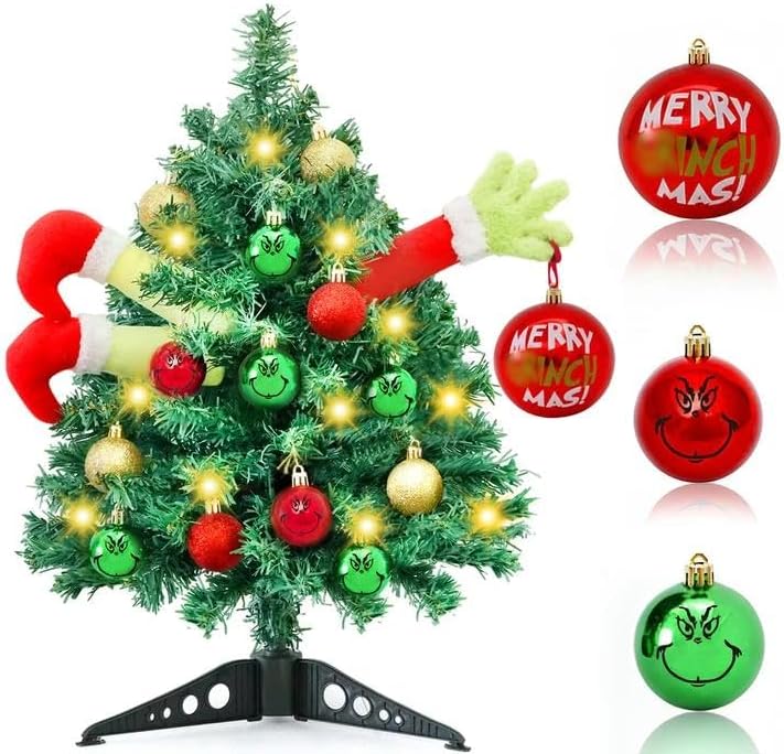 Small Christmas Tree Mini Christmas Tree with LED Lights Arms and Legs Tabletop Decoration Ornaments for Indoor Home Party Decor by Unknown