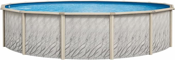 Lake Effect Pools 'Meadows' 18 ft Round Above Ground Swimming Pool | 52 Inch Steel Side Walls | Kit Includes: 25 Gauge Overlap Liner & Widemouth Skimmer