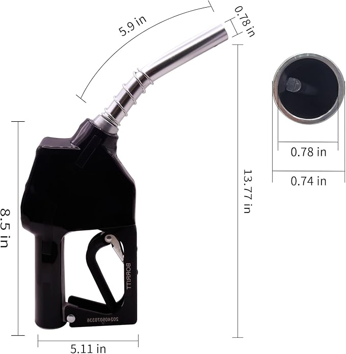 Black 3/4'' inch NPT Automatic Shut-Off Fuel Nozzle Fuel Refilling Tool Perfect For Gas Stations,Industry,Transportation Used for diesel,gasoline,kerosen(13/16"Spout Max Flow Rate 16 GPM)