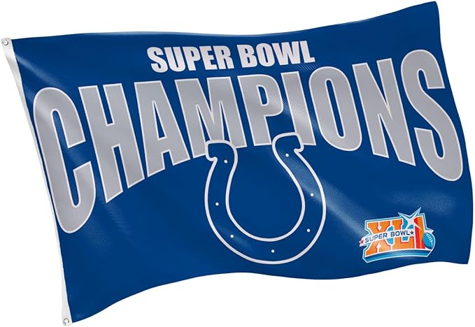 Team Sports America NFL Indianapolis Colts Multi-Win Superbowl Champions 3x5 Flag for Outside with Grommets | Outdoor & Indoor | Heavy Duty Flag & Banner | Works with Flag Pole for Outside House