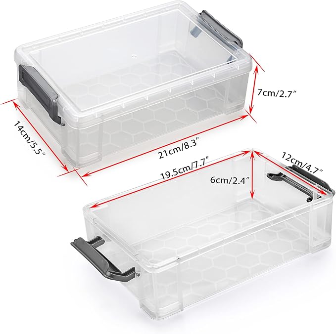 BTSKY 4 Pack Extra Large Plastic Pencil Box Stackable Translucent Clear Pencil Caase Crayon Box Set, Marker Organizer Art Supply Storage Organizer for Gel Pens Pencils Erasers Tape Markers etc(Grey)