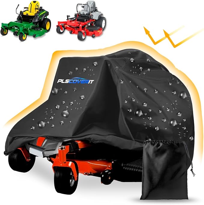 Zero-Turn Mower Cover, Heavy Duty 600D Oxford Lawn Mower Covers, Waterproof Universal Fit Tractor Cover with Drawstring & Storage Bag, UV, Dust, Wind for Outdoor Garden Storage,79×55×46 in