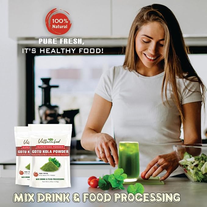 GOTU KOLA POWDER 5.29 oz (150g) VIETFARMFOOD: Pure freeze-dried vegetable powder, made from real vegetables with no added sugar - Perfect for daily nutrition to keep your body full of vitality