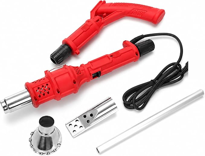 2000W Electric Thermal Weed Burner, 3-in-1 Hot Air Weed Killer with 60-650°C Dual Heat, Fast Airflow Garden Grass Remover, Portable Flame-Free Charcoal Igniter with Nozzles (red)