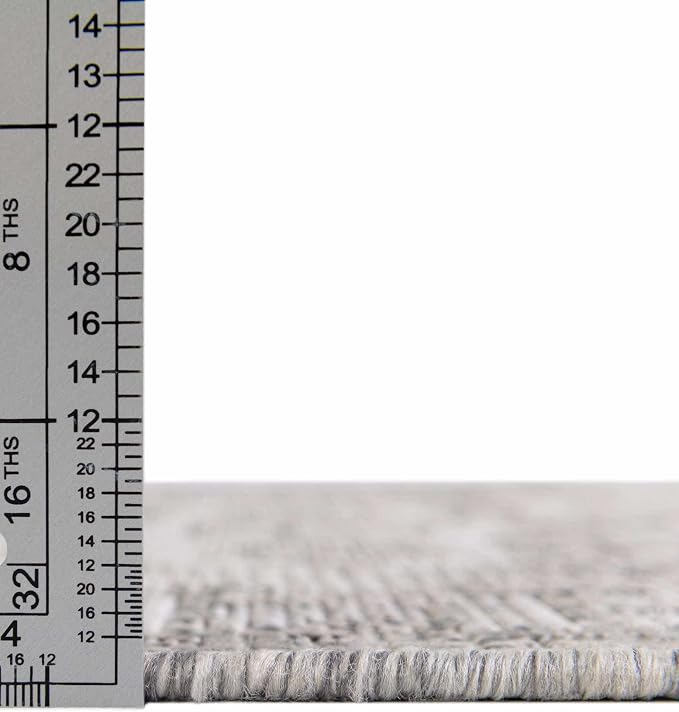 Unique Loom Outdoor Aztec Collection Area Rug - Coba (2' 7" x 12' Runner, Light Gray/ Ivory)