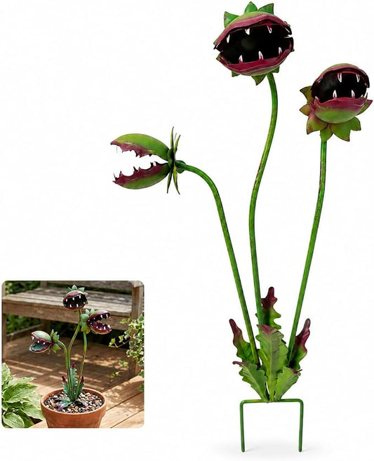 Carnivorous Plant Garden Stake - Whimsical Decorative Metal Garden Stakes,Venus Fly Trap Outdoor Decor Yard Art