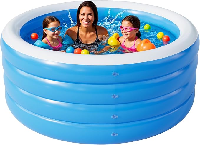 Inflatable Pool for Adults, 70"X30" Blow Up Pool, Full Sized Deep Round Thickened Family Inflatable Swimming Pools for Outdoor, Backyard