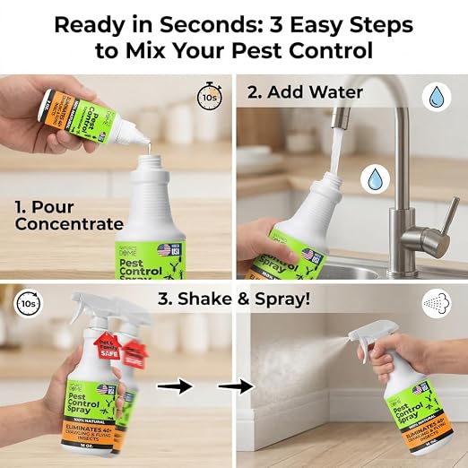 Nature’s Dome Pest Control Concentrate Spray 2 Oz (Pack of 2) | Eco-Friendly Bug & Ant Spray – Each Bottle Makes 16 Oz | Bug Spray for Fleas, Ticks & Mosquitoes | Safe for Pets & Kids