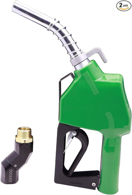 3/4" Inch Green NPT Automatic Shut-Off Fuel Nozzle,Fuel Hose Swivel,High Flow,BP Hand Guard,Hanging Hook 13/16"Spout,16GPM,Fuel Transfer Pump Diesel Gasoline Nozzle,Cold Weather Applications