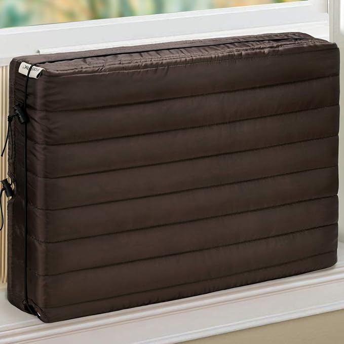 FORSPARK Indoor Air Conditioner AC Covers for Inside with Free Drawstring, 25L x 18H x 3.5D inches Brown