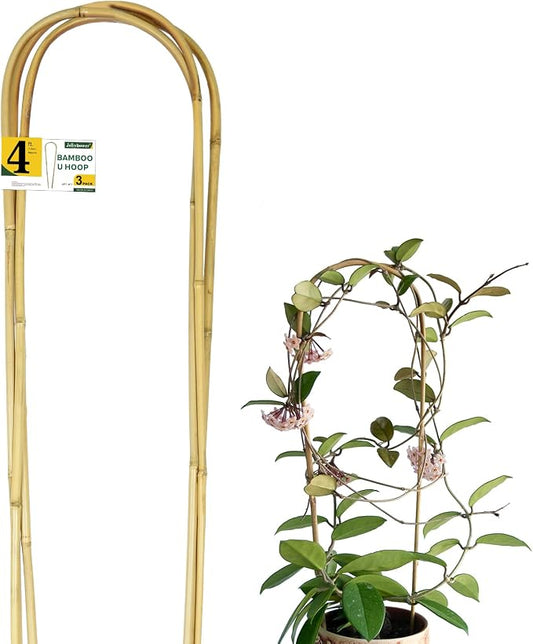 Jollybower Natural U-Hoops Bamboo Plants Trellis 4Ft, Garden Trellis U-Shape for Climbing Plants, Garden Arch Support for Potted Plants, Vines, Ivy Climbing Plants, Flowers-3 Pack