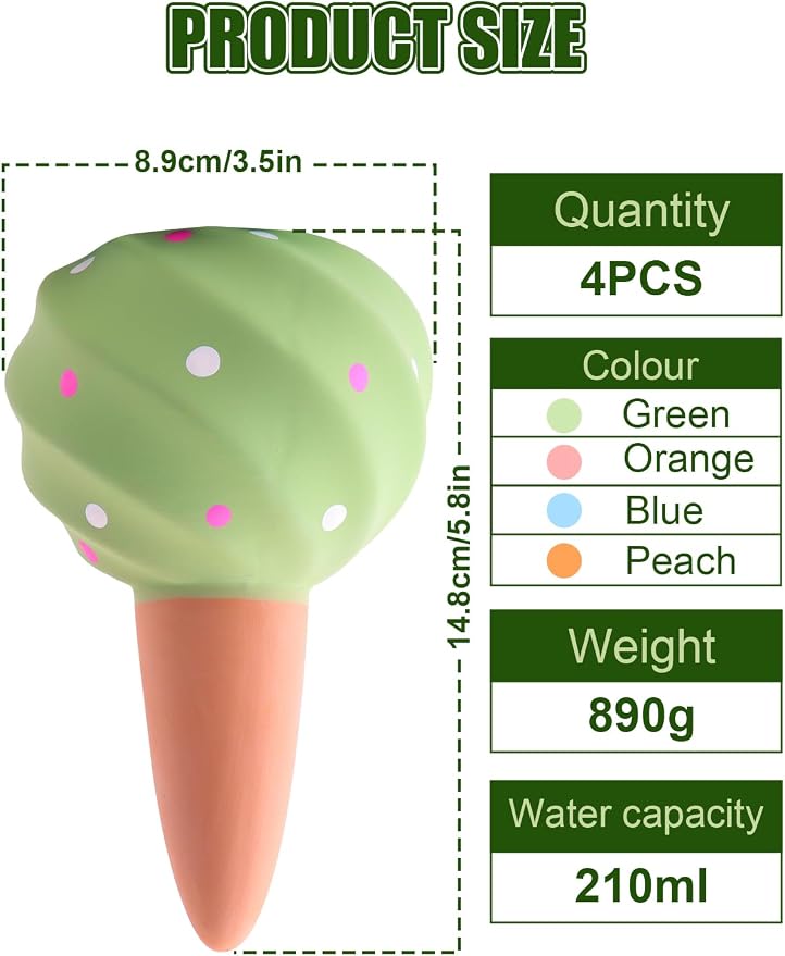 Kalolary 4PCS Plant Watering Globes Self Watering Stakes Terracotta Drip Water Stakes﻿ Irrigation Watering Bulbs for Pot, Indoor, Outdoor, Vacation (Conch)