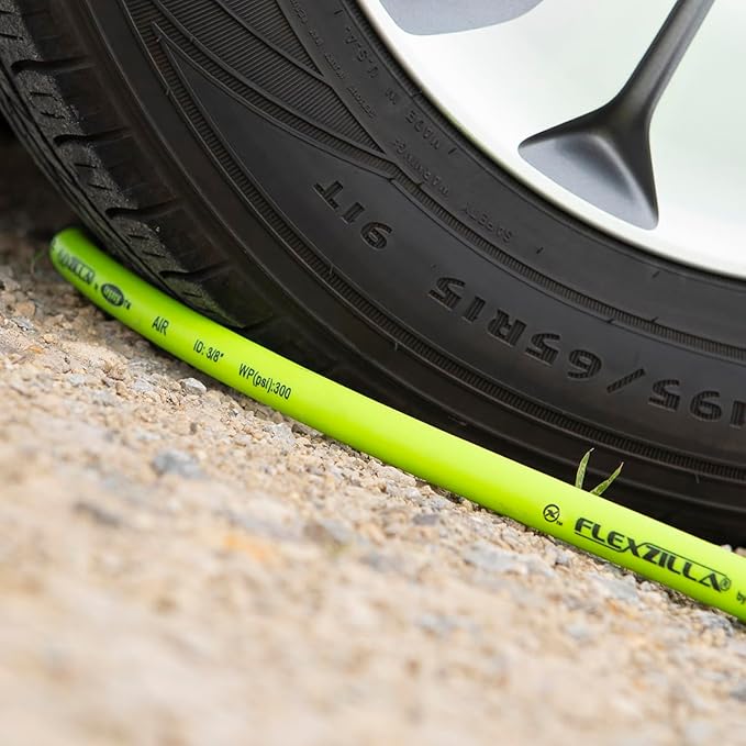 Flexzilla Air Compressor Hose, 3/8 in. x 50 ft., 1/4 in. MNPT Fittings, No-Kink, All Weather, Lightweight, Premium Hybrid Polymer, 300 PSI, ZillaGreen