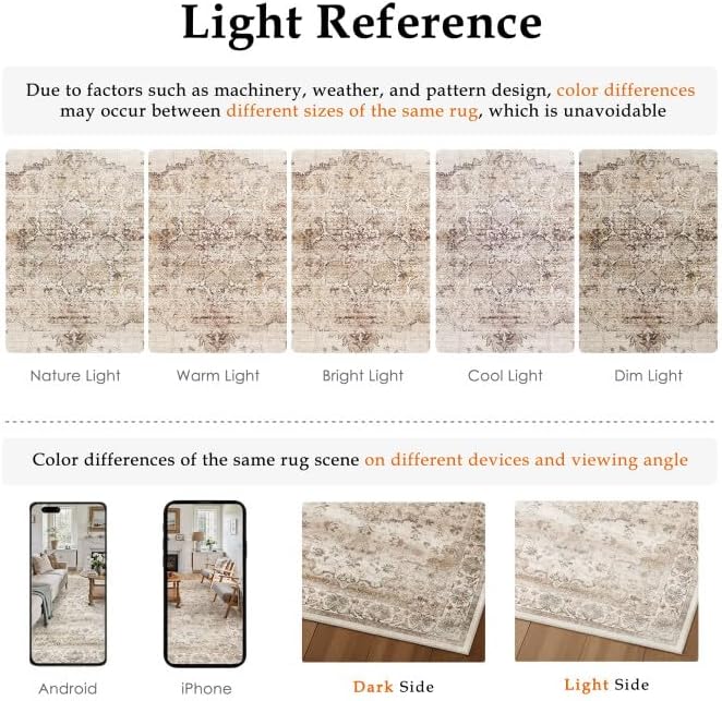 Beige Runner Rug 2x8 Kitchen Vintage Floral Non-Slip Carpet | Machine Washable, Soft, Low Pile, Distressed, for Hallway, Entryway, Laundry Room, Bathroom, Retro Neutral Decor