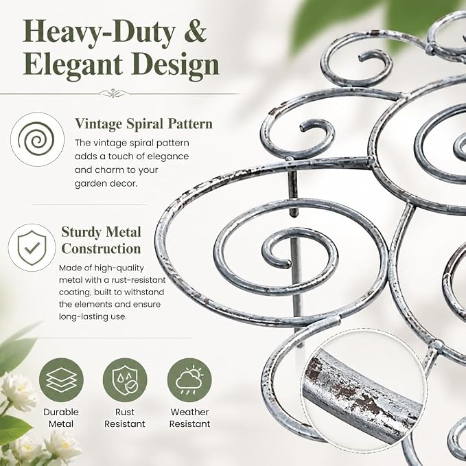 Metal Plant Support Ring for Garden, Heavy Duty Green Flower Hoop with Gardening Gloves, Peony Cage Stand for Outdoor Beds Indoor Pots, Grow Through Trellis 3 Sizes (1PC, Large (17.3in Diameter))