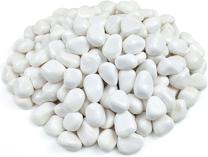 FANTIAN 10 lbs White Rocks for Landscaping, 1-2 Inch Small Pebbles for Indoor Plants, Decorative Polished River Stones for Potted, Vase and Outdoor Garden