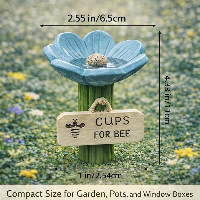 Bee Watering Station for Garden 1-Pack, Flower Bee Water Feeder, Ground Stake Pollinator Watering Station for Yard, Flower Bed, Planter