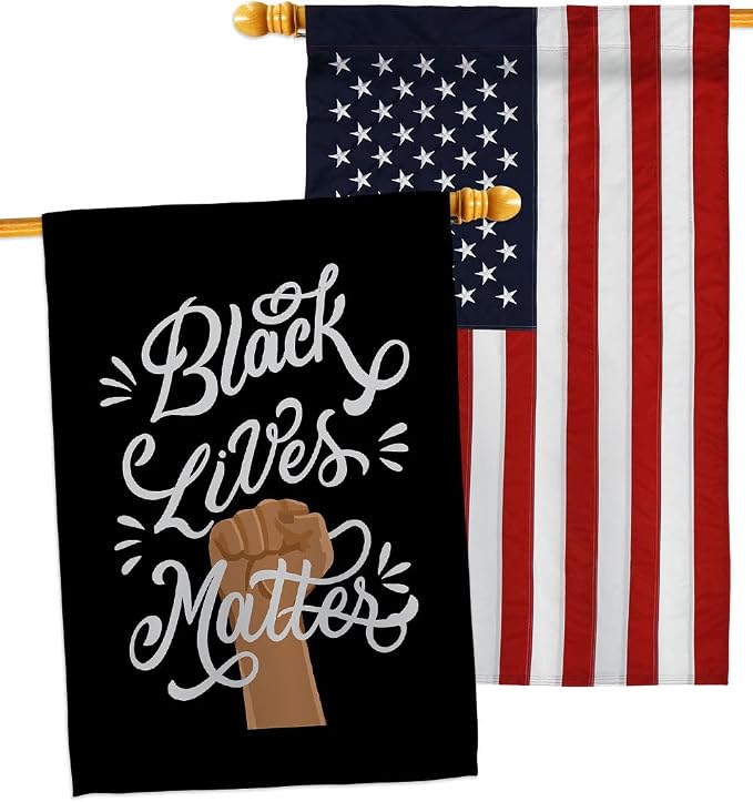 Stop Racism Home Decor American Flag Banner Pack Wall Art Patio Porch Lawn Garden Outdoor Decorations Tapestry Yard Signs Black History Month BLM African Americans Heritage Made in USA