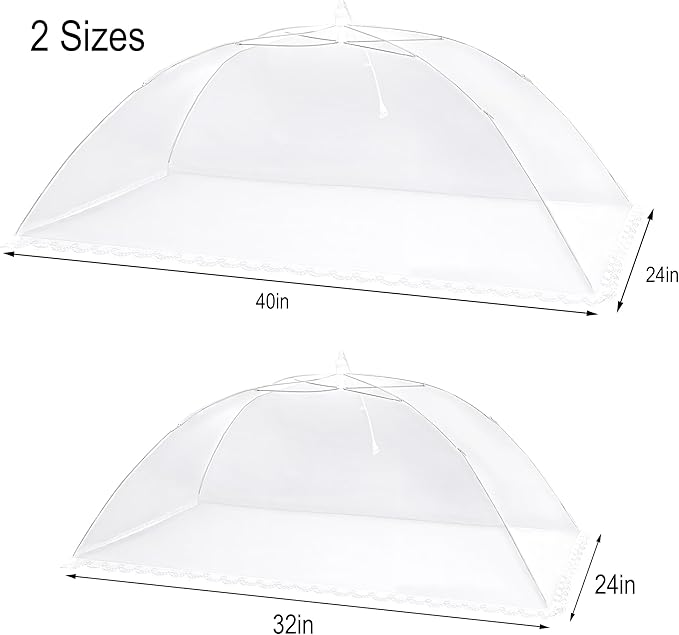 4 Pack Extra Large Mesh Food Covers for Outside (2pcs*40 x 24 in & 2pcs*32 x 24 in) Collapsible and Reusable Food Tents Food Net for Outdoors Picnic, BBQ, Camping, Party Supplies