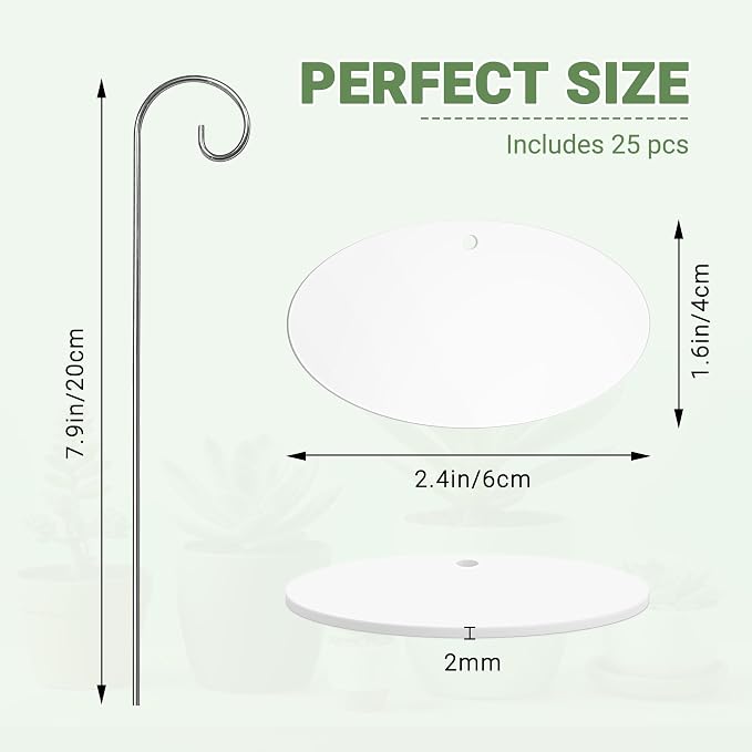50 Pcs Plant Labels, Acrylic Plant Labels Stainless Steel Stake for Outdoor Garden Waterproof, Plant Tags with Pen for Seed, Potted Plant, Flower