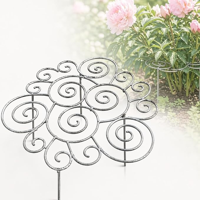 Metal Plant Support Ring for Garden Peony Cage Stand Indoor Pots Flower Hoop, Decorative Outdoor Peonies Grow Through Rings, Large Dahlia Stake, Pothos Climber Pole(1PC,Medium)