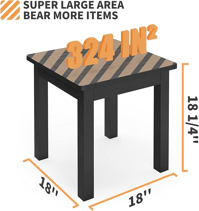 YEFU Outdoor Side Tables Set of 2, 18INCH, Look Like Real Wood Adirondack Table, Oversized Square Patio End Table Weather Resistant for Porch, Outside, Garden, Yard(Black)