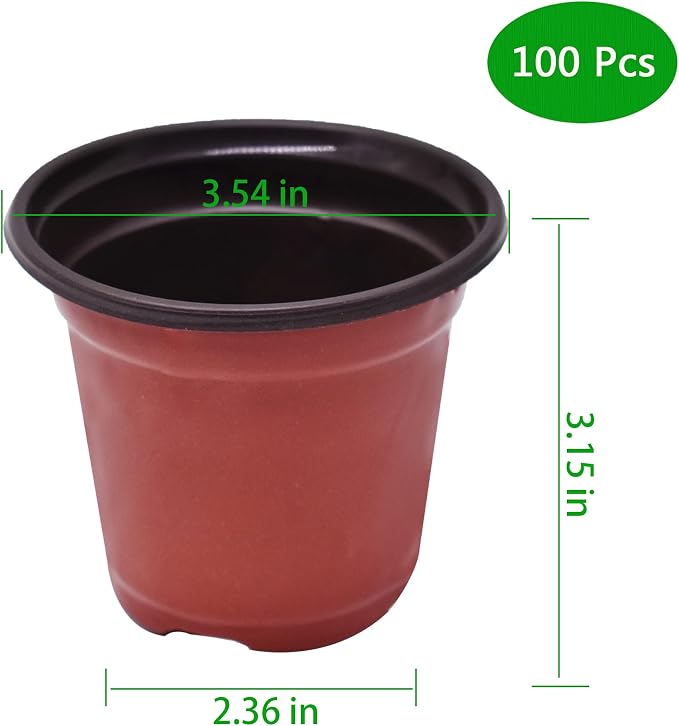 HOSTIC 3.5 Inch Nursery Pot Seedling Pot Plant Container Seed Starting Pots Multipurpose Plastic Pots 100 Packs