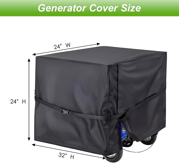 DVBB Outdoor Generator Covers Waterproof Heavy Duty 900D Oxford Portable Generator Cover Universal for 5000-10000 Watt Portable Generators (Black,32x24x24 in)