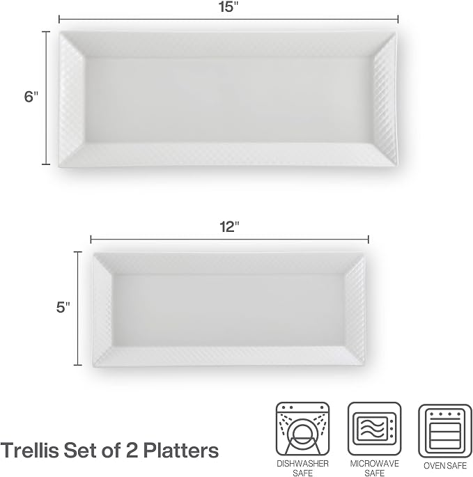 Mikasa Trellis Chip Resistant Set of 2 Platter Serving Tray, 12 and 15 inch