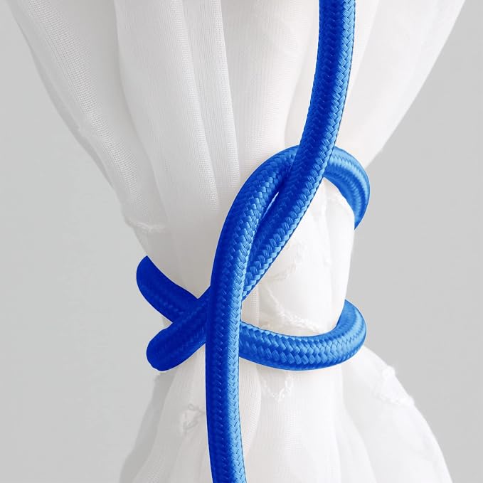 Valea Home 2 Pieces Curtain Tiebacks Clips Creative Window Drape Twist Tie Backs European Style Custom Made Curtain Holders Decorative Draperies Holdbacks, Royal Blue