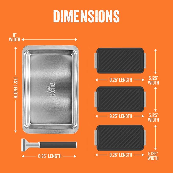 Yukon Glory Cast Iron Sear & Serve Set | 3 Grooved Cast Iron Pans, Stainless Serving Station & Clip-On Handle | Pre-Seasoned | Grill to Table | Gas, Charcoal & Campfire