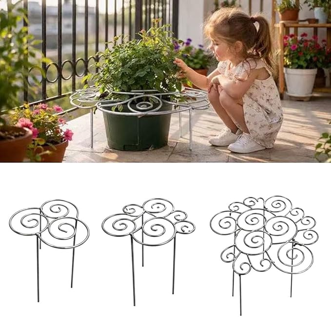 Metal Plant Support Ring for Garden, 2026 Peony Cages and Supports, Decorative Flower Support Frame Grow Through Rings Peony Flower Hoop for Upright Growth and Protection (Silvery 1pcs M-15.94in)