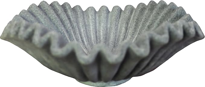 Large Decorative Handmade Bowl Decor , Modern Home Decoration, Fan Shaped Bowl, Ruffle Decor, Stylish Key Bowl for Entry Table, Decorative Fruit Bowl for Kitchen Counter, Artificial Stone Marble Color