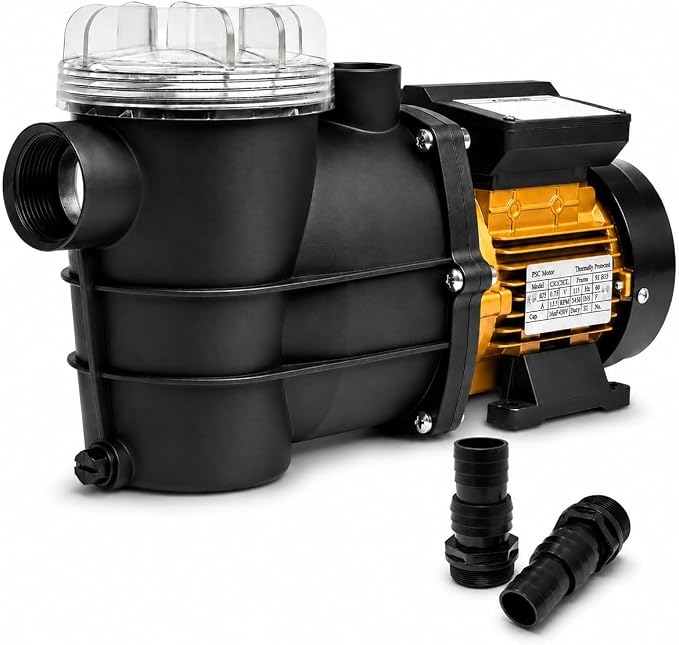 XtremepowerUS 3/4HP 2,400GPH High Flow Pond DIY Self Priming for Above Ground Swimming Pool Pump Strainer Basket 1.5" NPT Inlet/Outlet With Adapter Set
