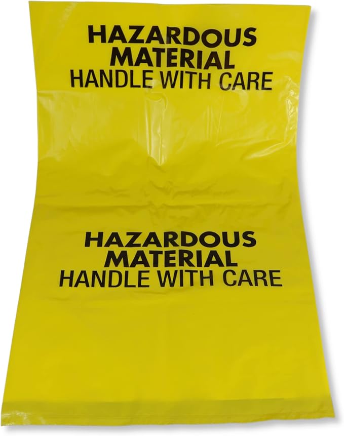 10-Gallon Hazardous Waste Bags (24 pack, Yellow) w/Twist Ties – 17” Wide x 30” Tall, 4 mil Thickness – Pack of 24! Made in the USA!
