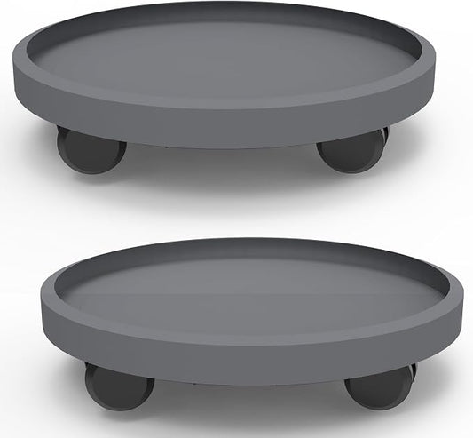2 Pack of 11 Inch Heavy Duty Plant Caddy with Wheels,Rolling Plant Stand Pot Trolley,Wheeled Planter Saucer Tray,Potted Flower Mover Dolly with Casters Round Coaster for Indoor Outdoor