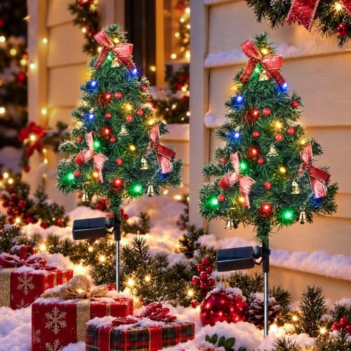 GIGALUMI Solar Christmas Tree Lights, Outdoor Decor Multicolored 2 Pack by GIGALUMI