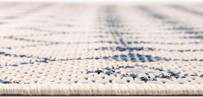 Unique Loom Outdoor Trellis Collection Area Rug - Traliccio (3' x 5' 3" Rectangle, Ivory/ Navy Blue)
