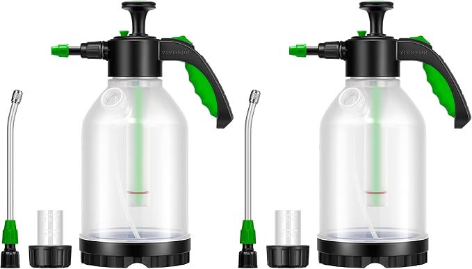 VIVOSUN Pump Sprayer, Portable Water Spray Bottle for Spraying Plants, Flowers, Weeds and Cleaning, Hand Pump with Side Filling Port, Measuring Cup, Adjustable Nozzles (Pack of 2)