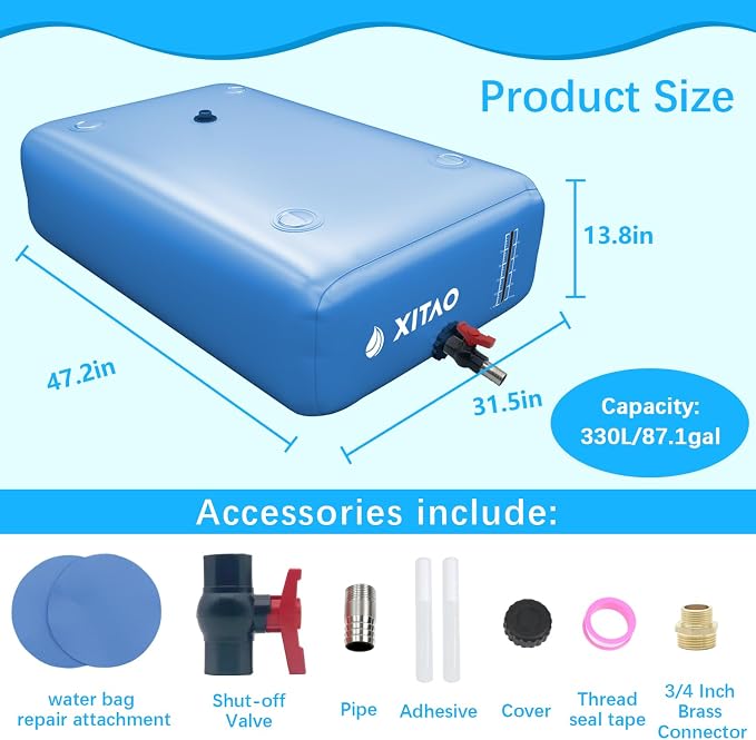 XITAO Water Bladder Storage Containers, Water Tank Foldable Portable Water Storage,Water Storage Bag Containers for RV, Camping, Garden, Irrigation, Drought Resistance, Firefighting
