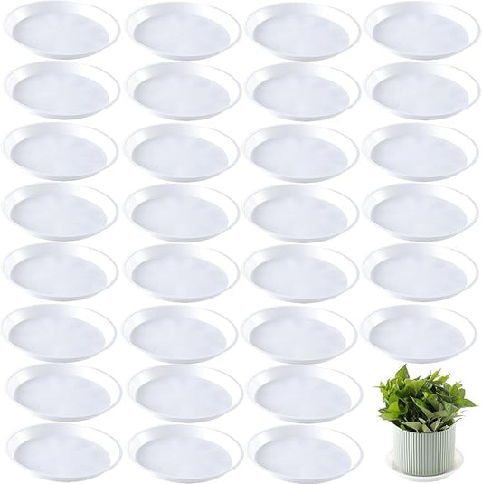 30 Pack Plant Saucer 5 Inches Plant Trays for Pots Plastic Round Drip Trays Flower Pot Saucers Planter Water Tray Plant Drainage Tray, Light Grey