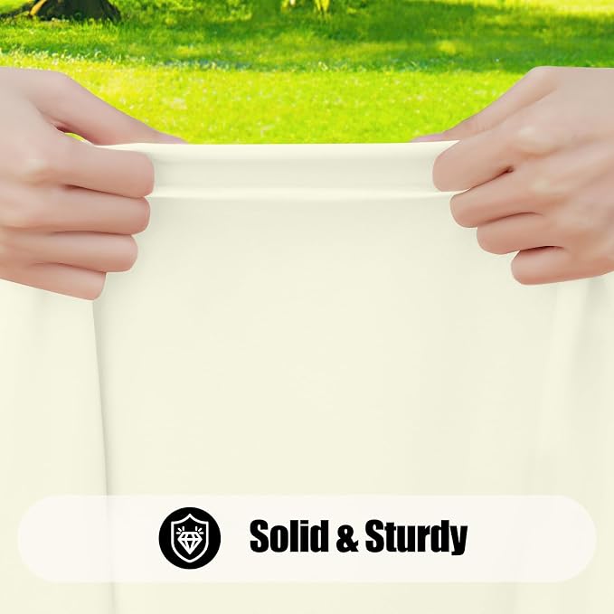 Smiry 6 Pack Rectangle Picnic Table Cloth, Waterproof Elastic Fitted Tablecloths, Washable Polyester Rectangular Patio Table Cover for Camping, Indoor and Outdoor (Beige, 30"x96")