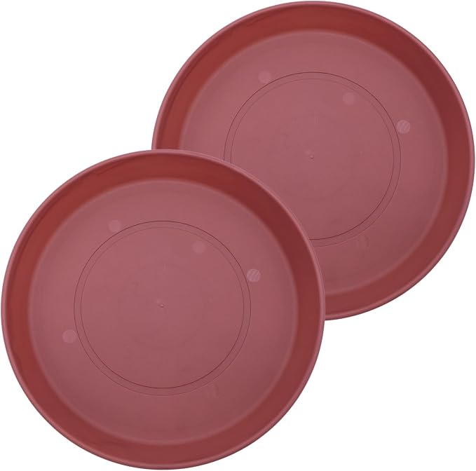 The HC Companies 21 Inch Prima Round Plant Saucer, Lightweight UV-Resistant Plastic Outdoor & Indoor Flower Pot Tray, 2-Pack Plant Pot Trays for Garden & Home Decor, Marsala