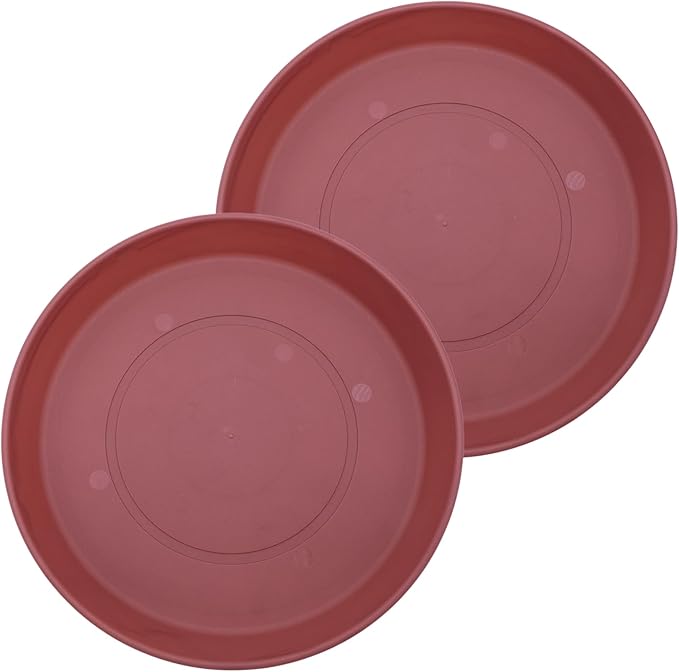 The HC Companies 10.5 Inch Prima Round Plant Saucer, Lightweight UV-Resistant Plastic Outdoor & Indoor Flower Pot Tray, 2-Pack Plant Pot Trays for Garden & Home Decor, Marsala
